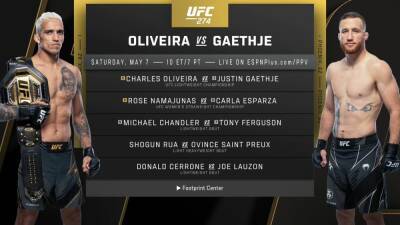 Justin Gaethje - Charles Oliveira - Michael Chandler - Tony Ferguson - UFC 274: Fight Card, Date and Location, UK Start Time, Tickets and Everything You Need to Know - givemesport.com - Britain - Usa - state Arizona