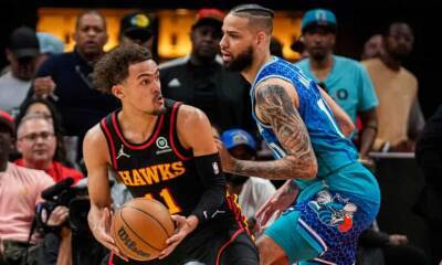 Clint Capela - Bogdan Bogdanovic - Trae Young spirits Hawks to NBA play-in tournament win over Hornets - theguardian.com -  Atlanta