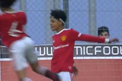 Cristiano Ronaldo - WATCH | Ronaldo Jr pulls off father's 'Siuuu' celebration after scoring for Man United U12s - news24.com - Britain - Manchester