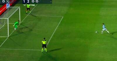 Argentina's Emmanuel Gimenez took a penalty so perfect it literally broke the net