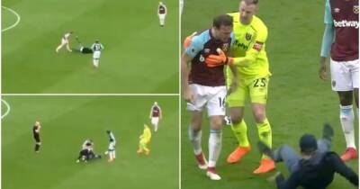 Mark Noble losing it at a West Ham pitch invader in 2018 remembered