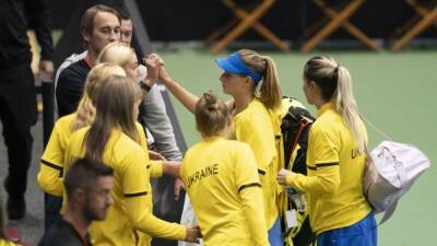 Elton John - Jean King Cup - Billie Jean Cup tie begins with emotional tribute to Ukraine - channelnewsasia.com - Britain - Russia - Ukraine - Usa - state North Carolina - county King