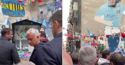 Mourinho visits Maradona mural before Roma clash with Napoli