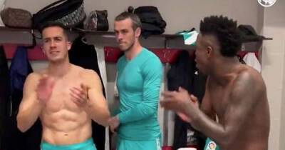 Gareth Bale's reaction to Real Madrid team-mates dressing room celebrations spotted