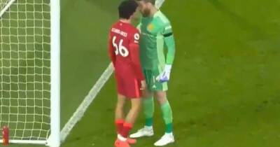 David de Gea furious with Trent Alexander-Arnold after Liverpool star hits him with ball