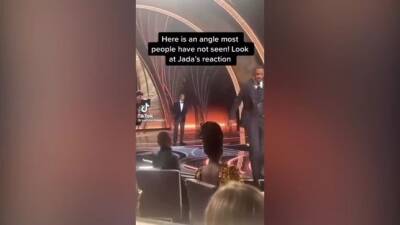 La reacción de Jada en su asiento al bofetón de Will Smith desde un ángulo que casi nadie ha visto - Videos