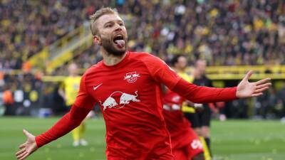 Dani Olmo - Christopher Nkunku - Konrad Laimer - Gregor Kobel - Borussia Dortmund 1-4 RB Leipzig: Konrad Laimer double leaves Dortmund title hopes hanging by a thread - eurosport.com