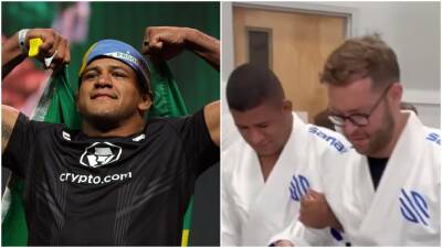 UFC star Gilbert Burns helps brain surgery survivor in jiu-jitsu training