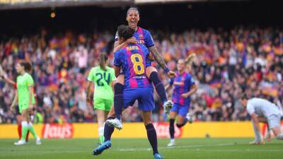 Barcelona dominate Wolfsburg in first leg of Women's Champions League semi-final in front of record crowd at Camp Nou