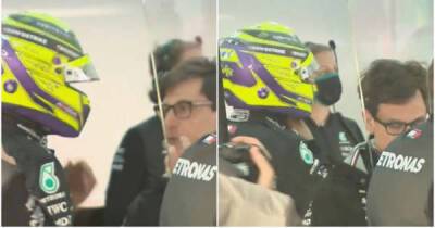 Max Verstappen - Lewis Hamilton - Toto Wolff - George Russell - Charles Leclerc - Cameras picked up Lewis Hamilton & Toto Wolff having heated discussion during quali disaster - msn.com