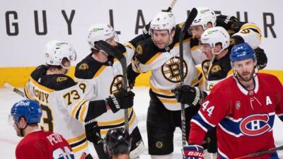 Patrice Bergeron - Nick Suzuki - Haula’s two goals lifts Bruins over Canadiens in emotional night at Bell Centre - tsn.ca -  Boston