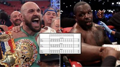 Tyson Fury vs Dillian Whyte judges' scorecards at time of stoppage