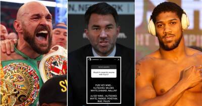 Anthony Joshua - Tyson Fury - Eddie Hearn - Andy Ruiz-Junior - Tyson Fury vs Anthony Joshua: Eddie Hearn answers if AJ would swap resumes - givemesport.com - Ukraine - Usa