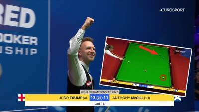 Judd Trump sinks shot of the tournament contender in World Snooker Championship win over Anthony McGill