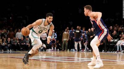 Kevin Durant - Jayson Tatum - Jaylen Brown - Boston Celtics complete 4-0 sweep of the Brooklyn Nets to advance to the second round of the NBA playoffs - edition.cnn.com -  Boston - New York