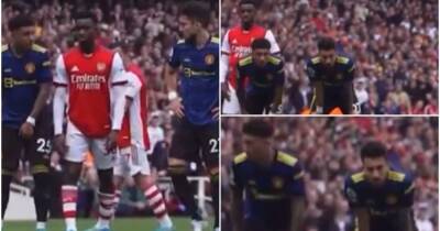 Arsenal 3-1 Man Utd: Clip of 'Sancho and Telles trying to block Nketiah'