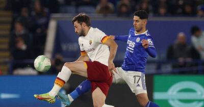 Soccer-Roma hold Leicester, Feyenoord edge Marseille in Conference League semis