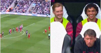 Trent Alexander-Arnold couldn't help laughing at Jordan Henderson free-kick v Newcastle