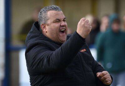 Reaction from manager Hakan Hayrettin after Maidstone United win the National League South title