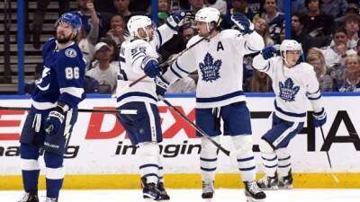 Jack Campbell - Andrei Vasilevskiy - Steven Stamkos - Matthews scores hat trick, ties Vaive's single-season franchise goal record as Leafs dominate Lightning - cbc.ca - county Atlantic - county Bay