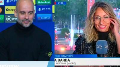 El Chiringuito - Silvia Barba - El momentazo Guardiola-Silvia Barba: "Dile a tu padre..." - en.as.com - Manchester