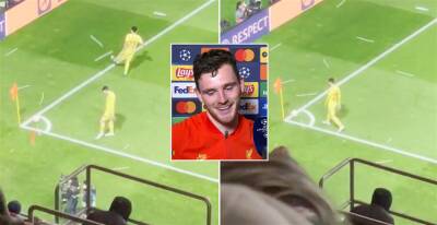 Benfica 1-3 Liverpool: Andy Robertson's interview after having lighters thrown at him by fans