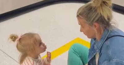 Gemma Atkinson shares video entertaining daughter on floor as she gets caught up in Manchester Airport chaos