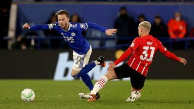 Harvey Barnes - Kasper Schmeichel - Kelechi Iheanacho - Ruud Van-Nistelrooy - Roger Schmidt - Leicester City - Leicester held to frustrating draw by PSV in first leg of quarter-final - bt.com - Madrid -  Leicester