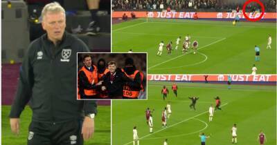 David Moyes - Jarrod Bowen - Aaron Cresswell - West Ham United - Europa League - West Ham 1-1 Lyon: David Moyes fumed after pitch invader ruins their late attack - givemesport.com