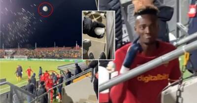 Tammy Abraham's priceless reaction to being hit by snowball after Roma loss to Bodo/Glimt