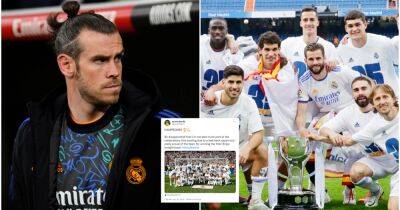Real Madrid: Gareth Bale sends teammates message after missing La Liga title celebrations