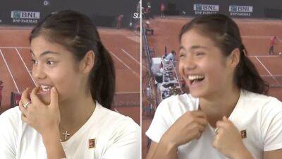 Emma Raducanu - Bianca Andreescu - Emma Raducanu accidentally swears on TV in funny mishap - givemesport.com - Britain - Italy - Usa - Romania -  Rome