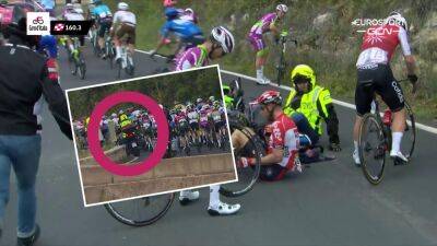 'It's the motorbike!' – Scary moment as race official crashes into packed peloton at Giro d'Italia