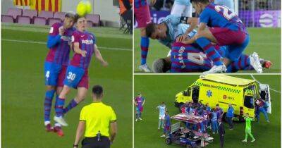 Iago Aspas - Ronald Araújo - Ronald Araujo: Barcelona star leaves pitch in ambulance after head clash with Gavi - givemesport.com -  Memphis