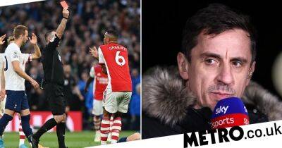 Gary Neville - Former England - Rob Holding - Jamie Redknapp - Gary Neville blasts ‘little boy’ Rob Holding after Arsenal defender sees red in north London derby against Tottenham - metro.co.uk