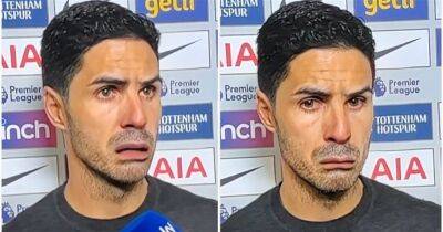Mikel Arteta’s post-match interview v Tottenham given Snapchat crying filter treatment