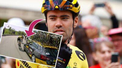 Sean Kelly - Primoz Roglic - Robbie Macewen - 'Thankfully he stayed on his bike!' - Tom Dumoulin nearly wiped out by own team car at Giro d’Italia 2022 - eurosport.com