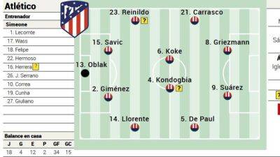 Luis Suarez - Wanda Metropolitano - Posible once y alineación del Atlético ante el Sevilla - en.as.com