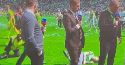 Child gets wiped out by steward just feet away from punditry crew during Celtic celebrations