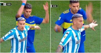 Boca Juniors' Carlos Zambrano karate chops Racing player's broken finger 3 times