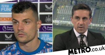 Gary Neville calls Granit Xhaka a ‘disgrace’ for slamming Arsenal teammates after Newcastle United defeat