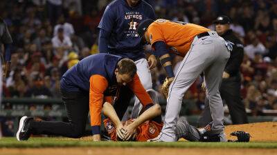 Astros' Jake Odorizzi carted off the field vs Red Sox after apparent leg injury: 'We hope for the best'