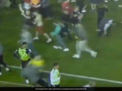 Watch: Billy Sharp Knocked Down By Fan's Rugby Tackle Amid Pitch Invasion After Championship Playoffs