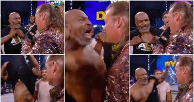 Mike Tyson - Cody Rhodes - Chris Jericho - Mike Tyson losing battle with his shirt on AEW is still hilarious - givemesport.com -  Jacksonville -  Santa