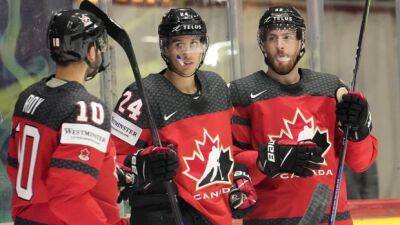 Adam Lowry - Cozens hat trick leads Canada to win over Kazakhstan - tsn.ca - Germany - Denmark - Switzerland - Canada - Kazakhstan -  Helsinki