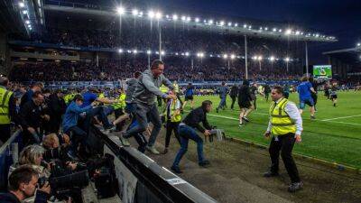 Frank Lampard - Patrick Vieira - Crystal Palace boss Patrick Vieira appears to kick out at fan during Everton pitch invasion - espn.com