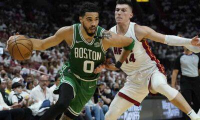 Tyler Herro - Jayson Tatum - Jaylen Brown - Grant Williams - Boston Celtics throttle Miami Heat to level East finals at one game apiece - theguardian.com -  Boston -  Chicago