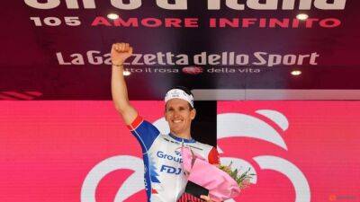 Mark Cavendish - Richard Carapaz - Romain Bardet - Arnaud Demare - Demare wins third Giro stage as Lopez retains pink jersey - channelnewsasia.com - Britain - Spain - Portugal - Bahrain - Ecuador