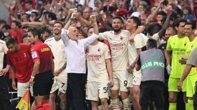 Franck Kessie - Stefano Pioli - Rafael Leao - Olivier Giroud - Alexis Saelemaekers - AC Milan win first Serie A title in 11 years after final-day victory at Sassuolo - channelnewsasia.com - Italy - Brazil -  Milan