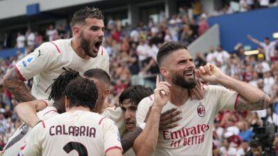 Franck Kessie - Inter Milan - Rafael Leao - Olivier Giroud - AC Milan seal first Serie A title in 11 years after comfortable win at Sassuolo - thenationalnews.com